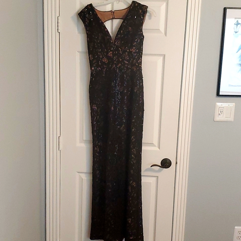 BCBG Long formal black sequin dress